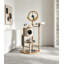 Arbre à chat moderne en bois et métal avec poteau en sisal et perchoirs multi-niveaux