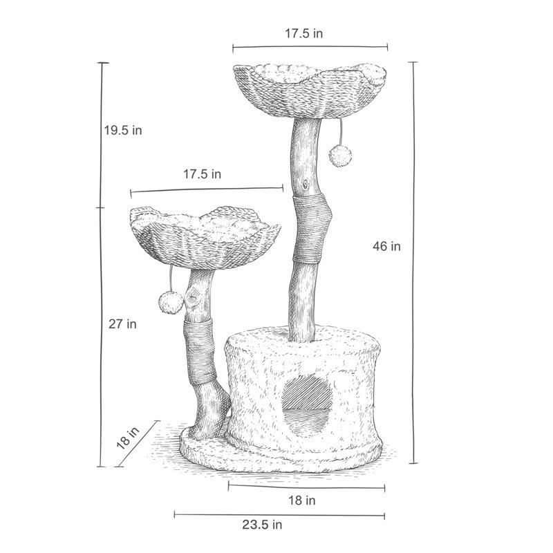 Arbre à chat 46 po Seeman, Gris
