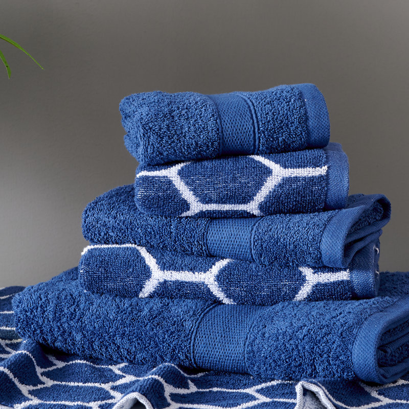 Ensemble de serviettes 6 pièces 100% coton, Bleu marine
