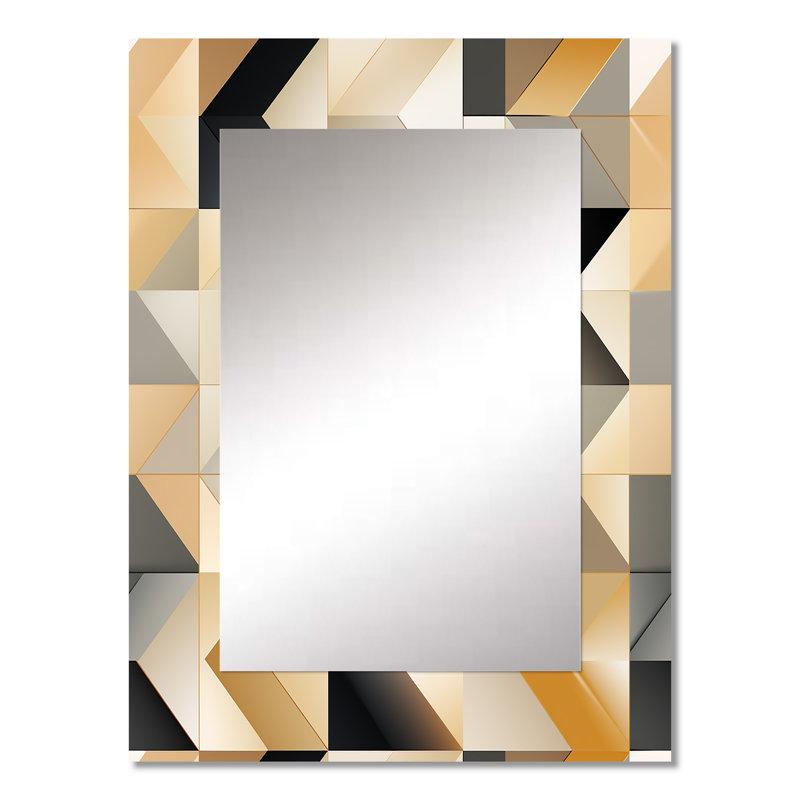 «Beige Minimalist Polygons Serenity» - miroir géométrique unique, grand miroir mural moderne, impression d'art en métal