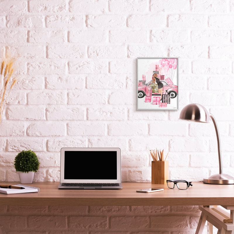 «Pink Fashionista Glam Car Stylish Gift Boxes» par Ziwei Li - impression d'art graphique, Estampe numérique Farmhouse