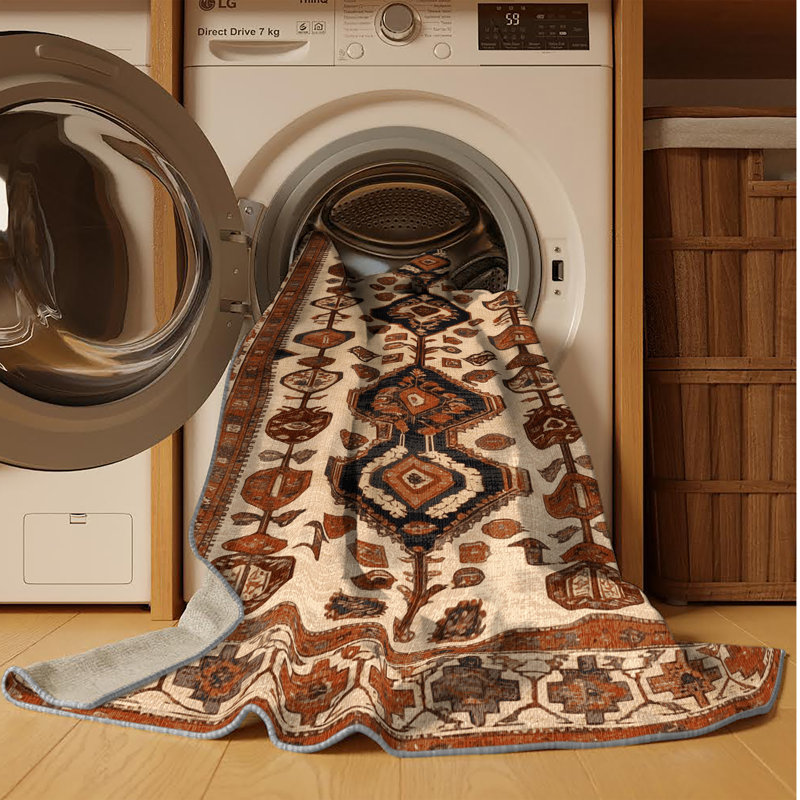 Machine Washable Turkish Brown Area Rug, Rectangle 8' x 12'