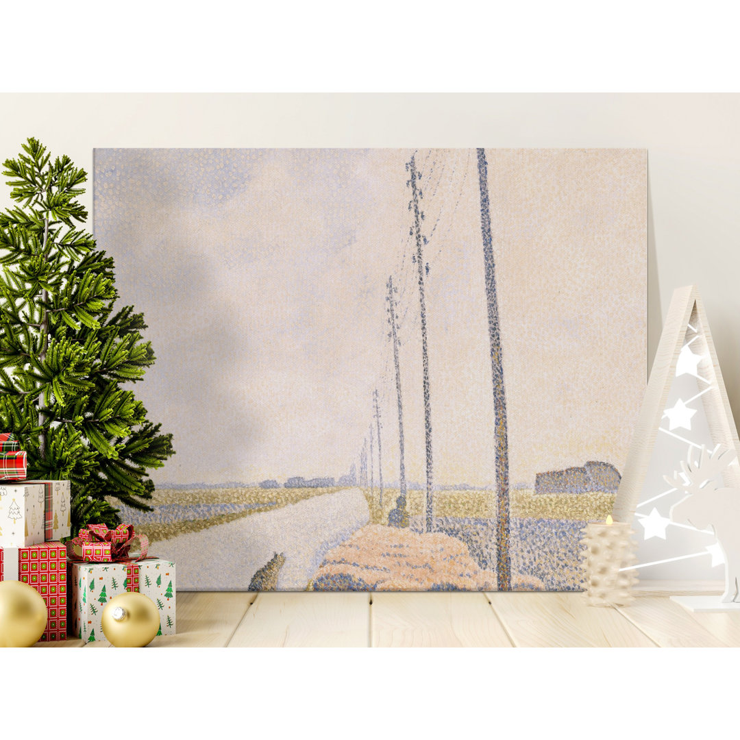 Pointillism Dog Canvas Wall Art, Rural Landscape Painting, Gallery Wrapped, Ready to Hang, Archival Ink, Modern Decor Canvas Print