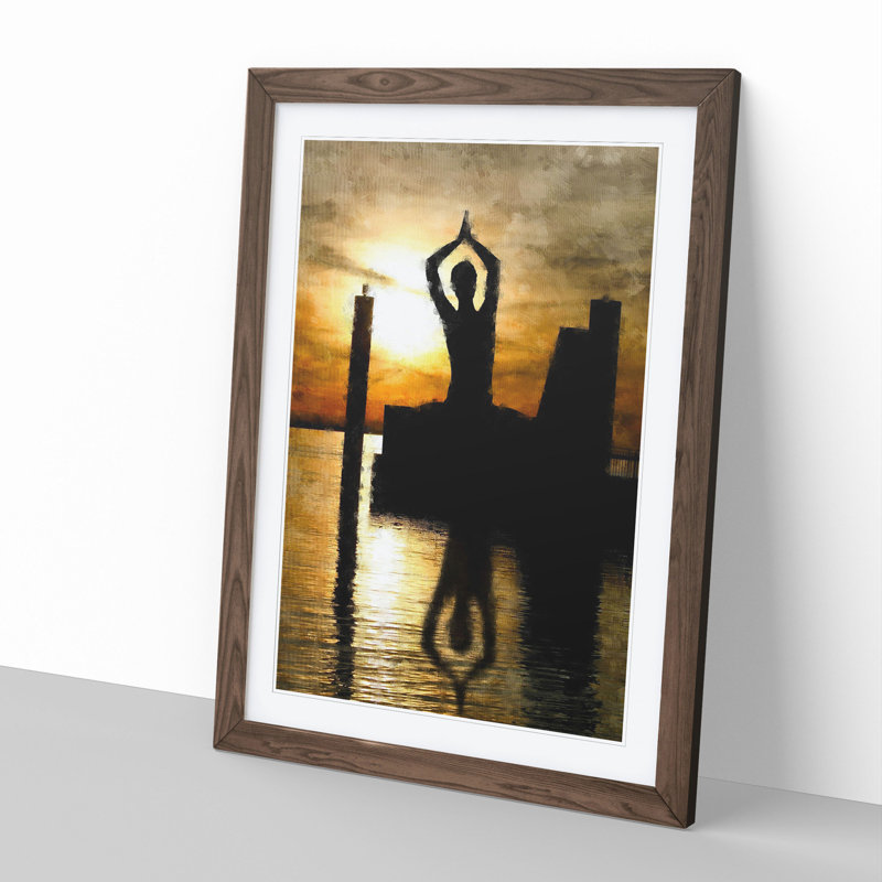 Yoga Meditation - Picture Frame Graphic Art, 48cm H x 36cm W x 2cm D, Walnut Framed