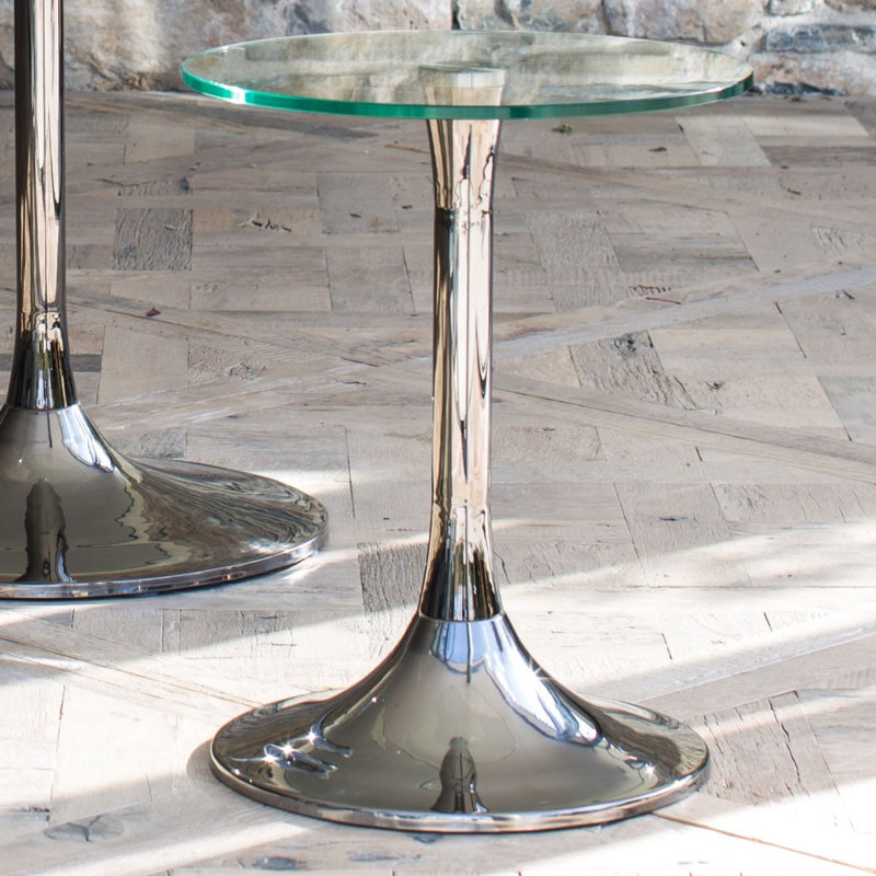 Clarke County Glass Top Pedestal End Table, Black