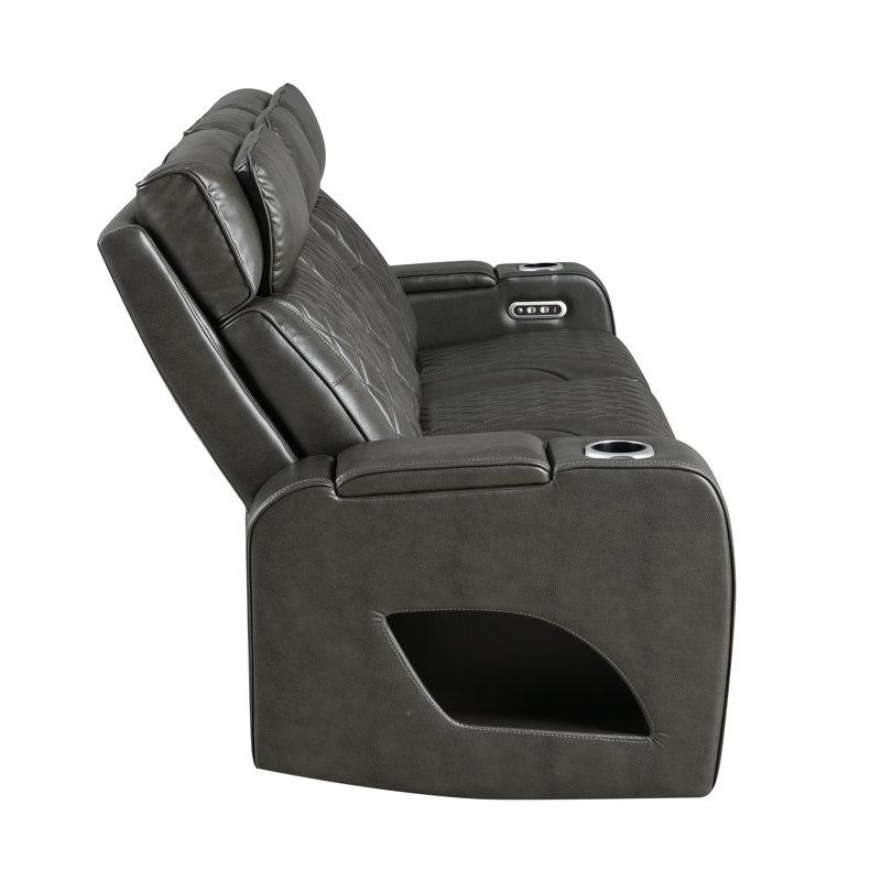 Canapé en cuir synthétique gris foncé Taddeo