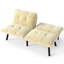 Lit crème moderne qui se plie et se transforme, 2 places, dossier réglable pour différentes positions de détente, revêtement en velours, structure en métal, rembourrage en mousse, pliant convertible pour espace de vie principal