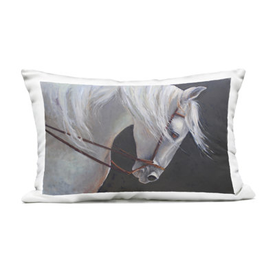 Coussin d'extérieur imprimé Majestic White Mare, design par Jadei