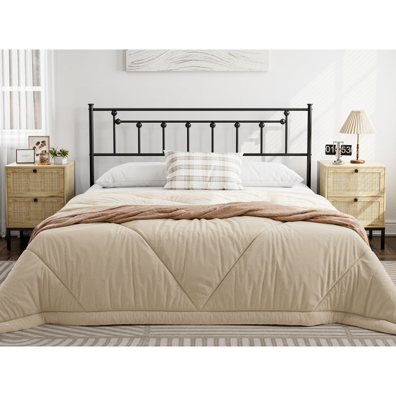 Metal Headboard - Adjustable Height - Only For Bedroom, Rustic Farmhouse Style, Attach Frame, Black, Queen