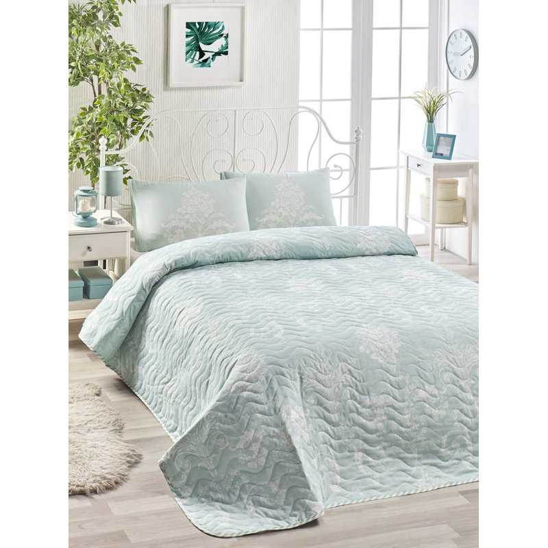 Ensemble de courtepointe 100% coton 2 pièces Crabtree, Courtepointe 63 po x 87 po + 1 pièce supplémenta, Gris