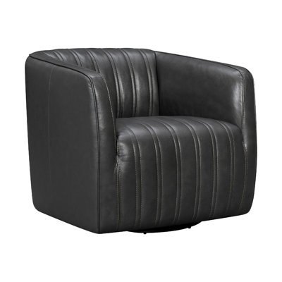 Fauteuil demi-tonneau pivotant en cuir 31,12 po Dingeman
