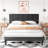 Platform Bed Frame with Upholstered Adjustable Headboard, No Box Spring Needed-1520251482-1520251483