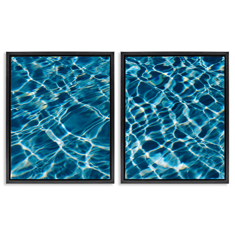 «Inviting Clear Pool Water», ensemble de 2 toiles flottantes encadrées par Justine Milton, H 21 po x l 17 po