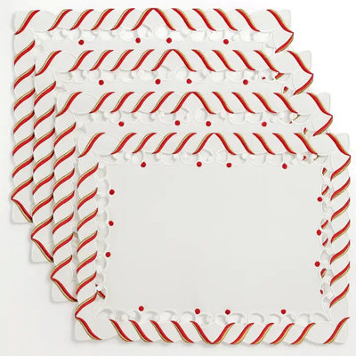 Ensemble de 4 napperons de Noël Christmas Cane
