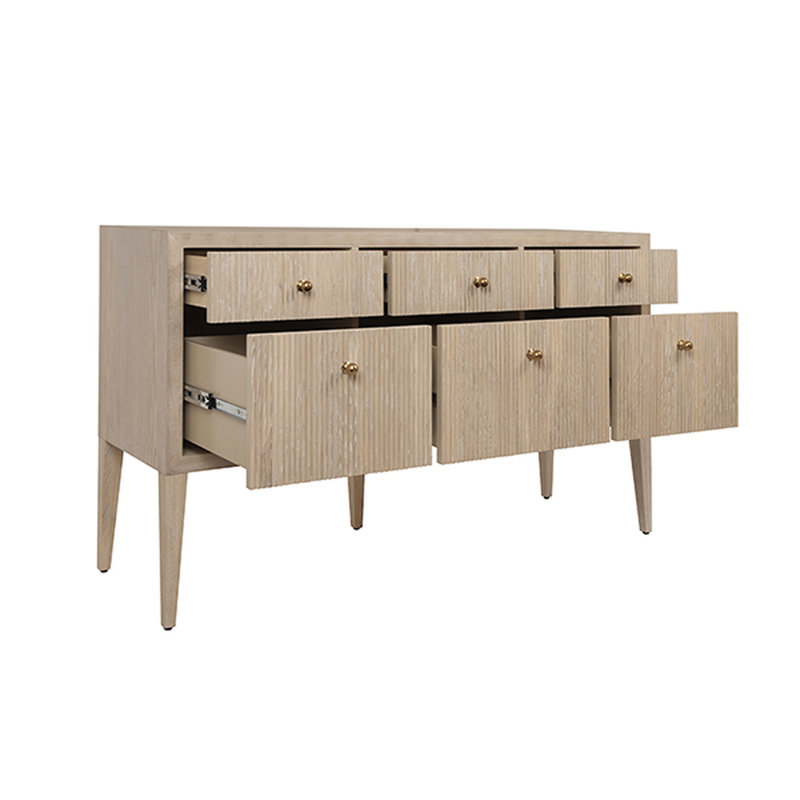 Assis Contemporary Beige 58'' Solid Wood Sideboard with Brass Knobs