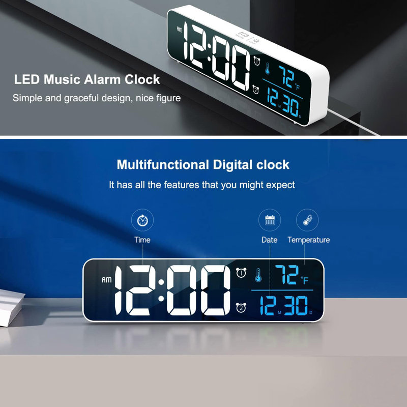 Digital Electric Tabletop Clock with Alarm Black