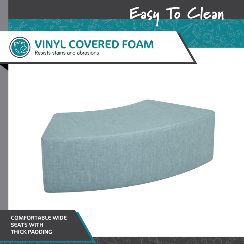 Shapes Series II Modular Collaborative Soft Seating S-Curve Stool with Foam Padded Seat, H 12 po x l 39,25 po x P 20,5 po
