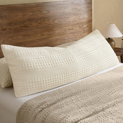 PHF 100% Cotton Waffle Body Pillowcase with Zipper, 1 Pack 20" x 54" Soft Skin-Friendly Pillow Sham, No Filling