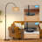 Arc Floor Lamp For Living Room With  Temperatures,Standing Lamp With Remote & RGB Bulb, Farmhouse Rattan Boho Floor Lamp Height Adjustable Corner Tall LED Floor Lamps For Bedroom Office