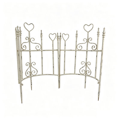 29.25-Inch Vintage Iron Garden Border Fence, Antique White