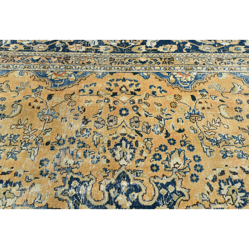 Tapis rectangulaire bleu / brun / crème 9 pi 3 po x 12 pi 8 po