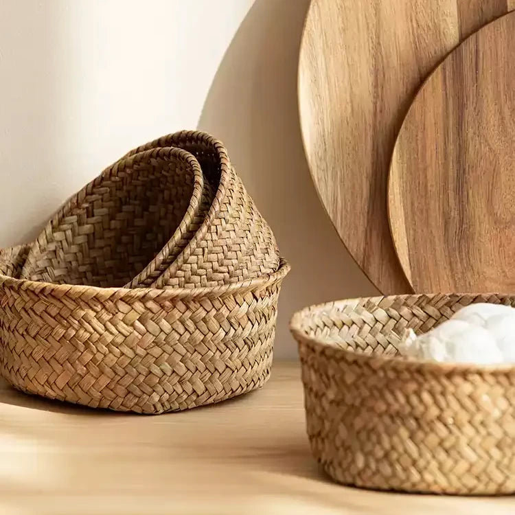 Panier rond en jonc de mer, [Grand]