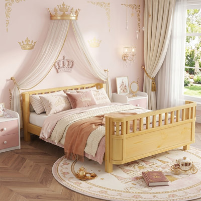 Full-size Low Profile Platform Bed With Clean Finish, Perfectly Designed For Kids’ Bedrooms And Suitable For Both Girls And Boys.