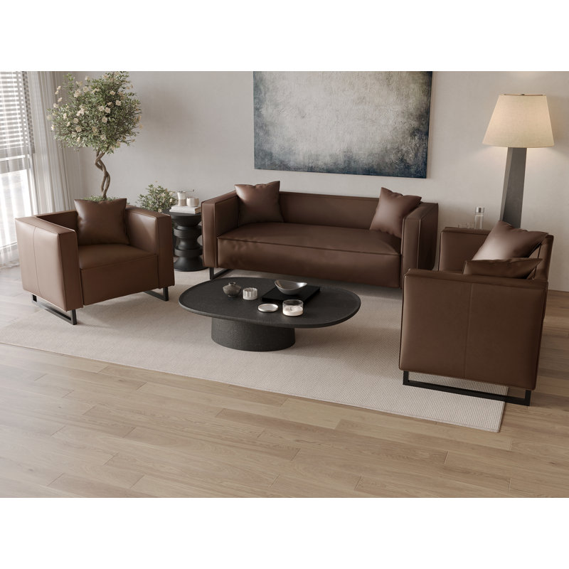 Ensemble de salon 3 pièces Mid-Century, Brun