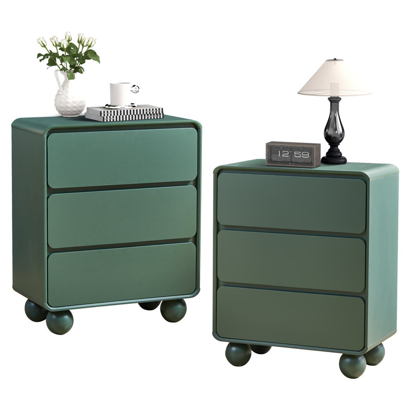 23.6''W 3-Drawer Nightstand, Green
