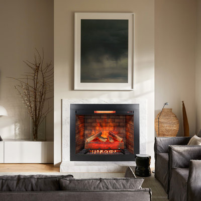 Foyer électrique à infrarouge avec insert de 33 pouces et ensemble de garniture amovible - Chaufferette à panneau tactile pour foyer intérieur sans fumée et bruit de flammes craquelées