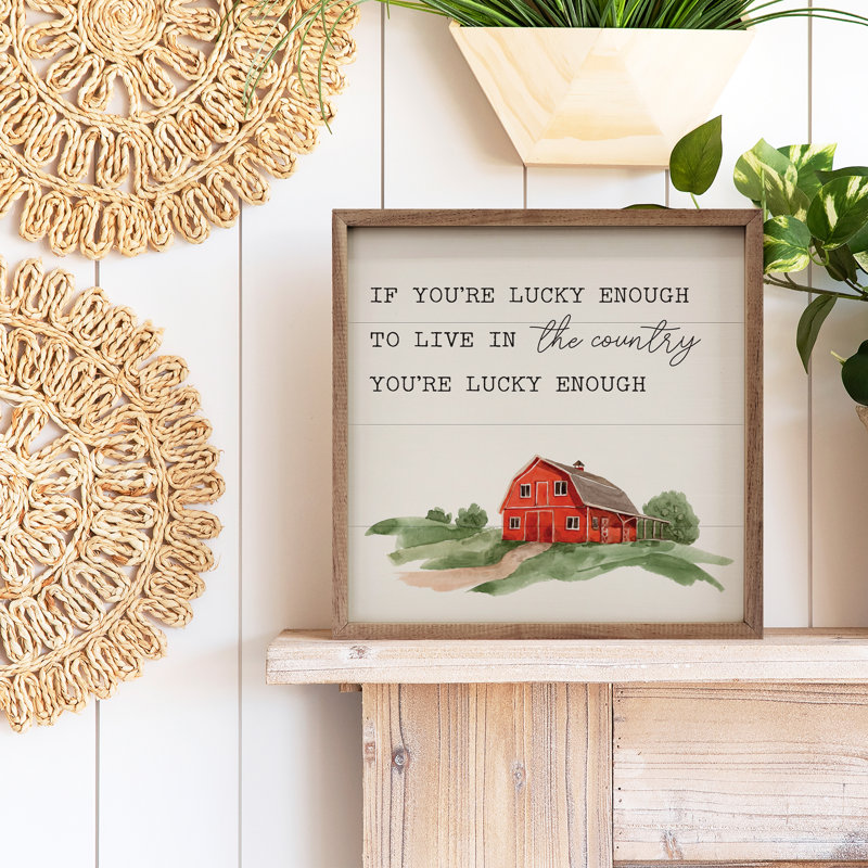 Live In The Country Red Barn White, 4" H x 4" W x 1" D