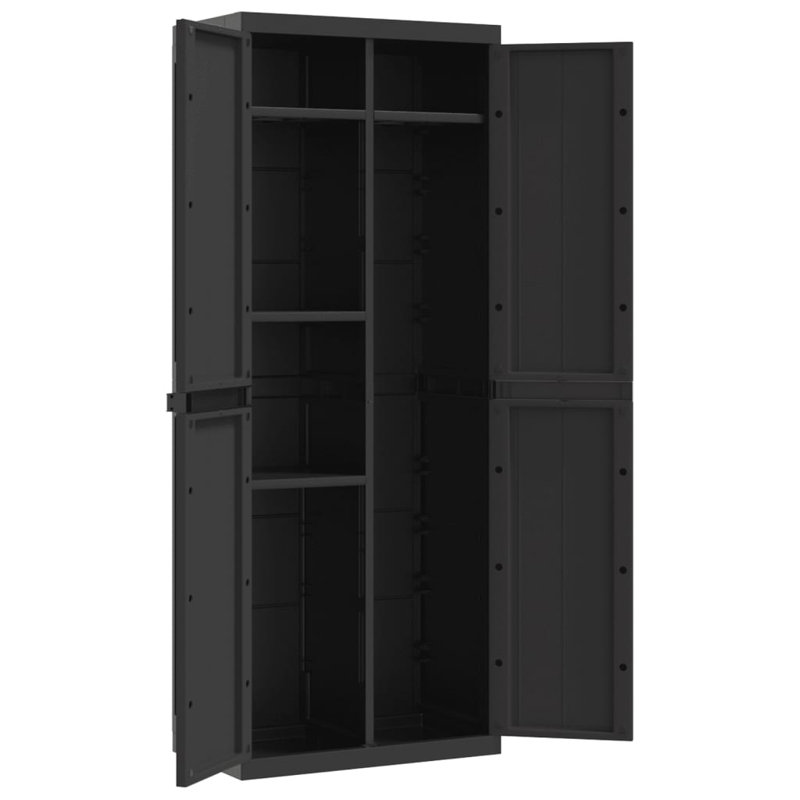 Plastic Single Storage Cabinet ( 165cm H x 65cm W x 37cm D), Black