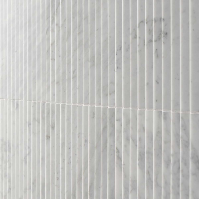 Stonework Carrara White 12x24 Marble Tile, Peak 3D Satin