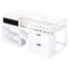 Lit mezzanine bas blanc simple avec bureau roulant, tablette et tiroirs - Bois massif fonctionnel et solide pour un look de chambre à coucher élégant-1579780687