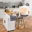Chariot pour îlot de cuisine avec plateau en bois massif, chariots mobiles d'une largeur de 35,4 po avec armoire de rangement, table de cuisine roulante avec support à épices, porte-serviettes, abattant et tiroir, îlots portatifs sur roulettes