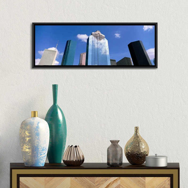 « centre-ville houston, texas », reproduction de photo sur toile, H 12 po x l 36 po x P 1,5 po, Toile avec cadre noir