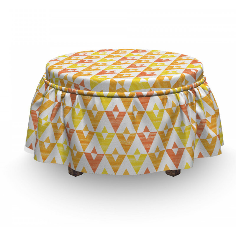 Housse pour triangulaire abstrait repose-pieds, Composition de triangles orange / jaune