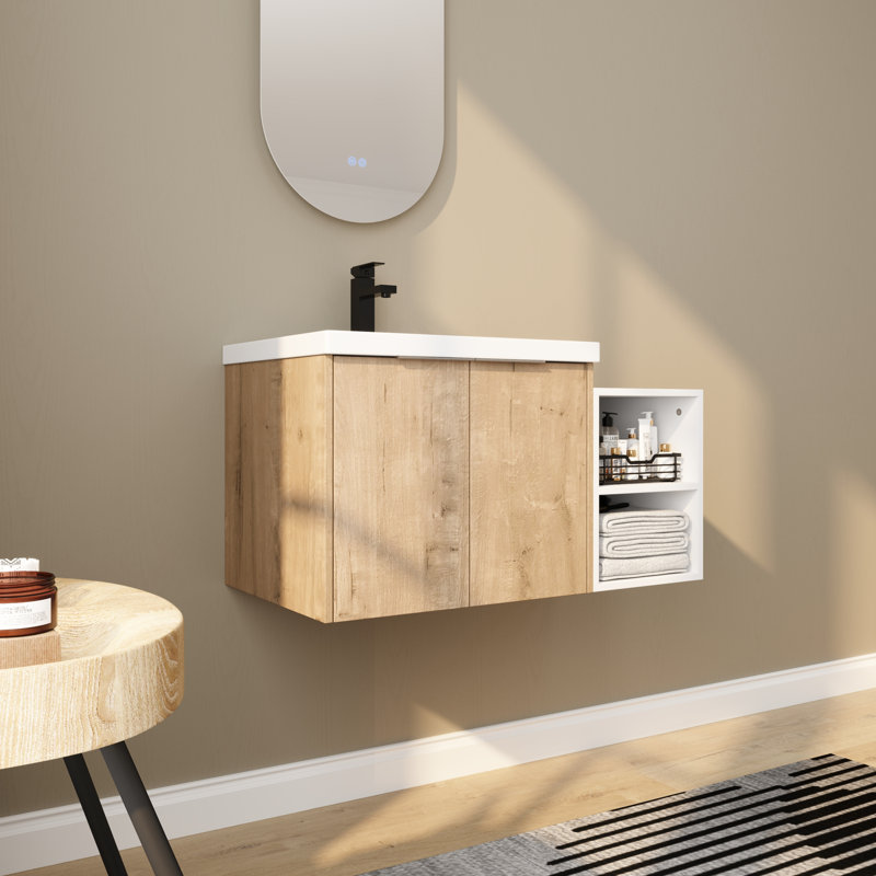 Meuble-lavabo moderne 36 "avec lavabo en céramique - Portes à fermeture en douceur et tablettes de rangement réglables | Conception peu encombrante pour les petites salles de bain (armoire combinée 24" + 12 ")