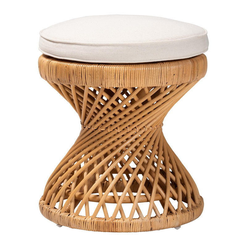 Carrolyn Bohemian Light Honey Rattan Footstool