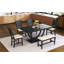 Ensemble de 6 tables de salle à manger en bois 6 pièces avec banc long et 4 chaises, style moderne-849767019