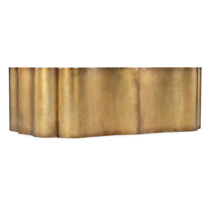 Traditional Gold Quatrefoil 53.5" Wood Coffee Table