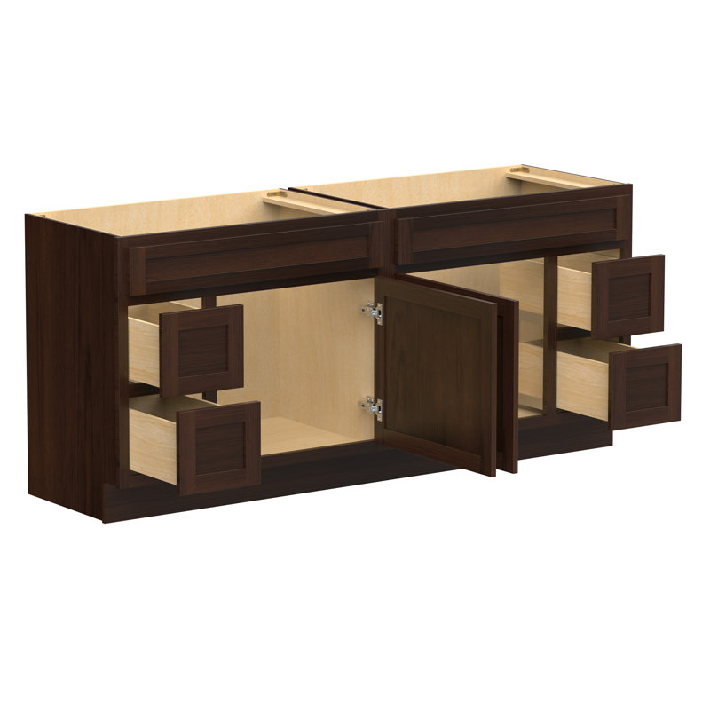 72'' Double Bathroom Vanity Base Only, Brown