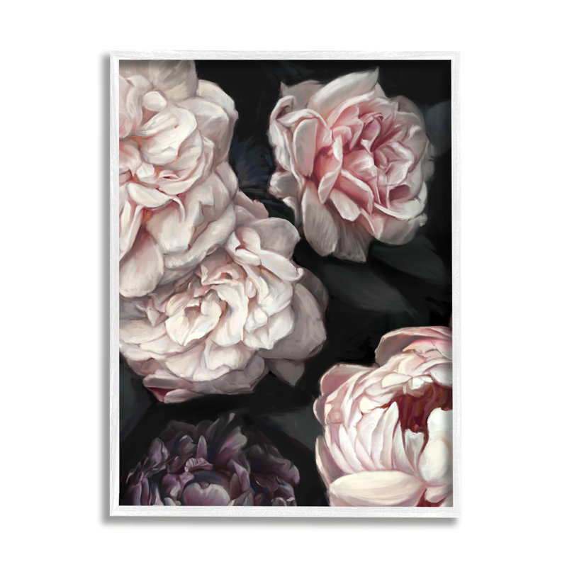 «Clustered Pink and White Florals Elegant Flowers» par Ziwei Li - impression d'art graphique, H 14 po x l 11 po x P 1,5 po