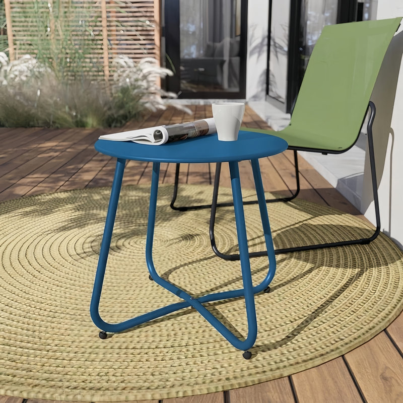 Table d'appoint extérieure en acier, Blue