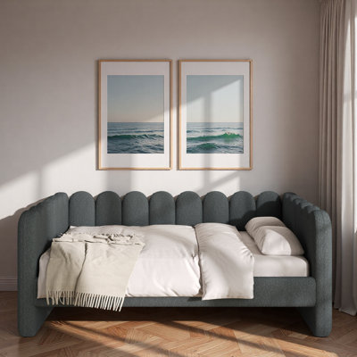 Upholstered Daybed With Curved Ribbed Design