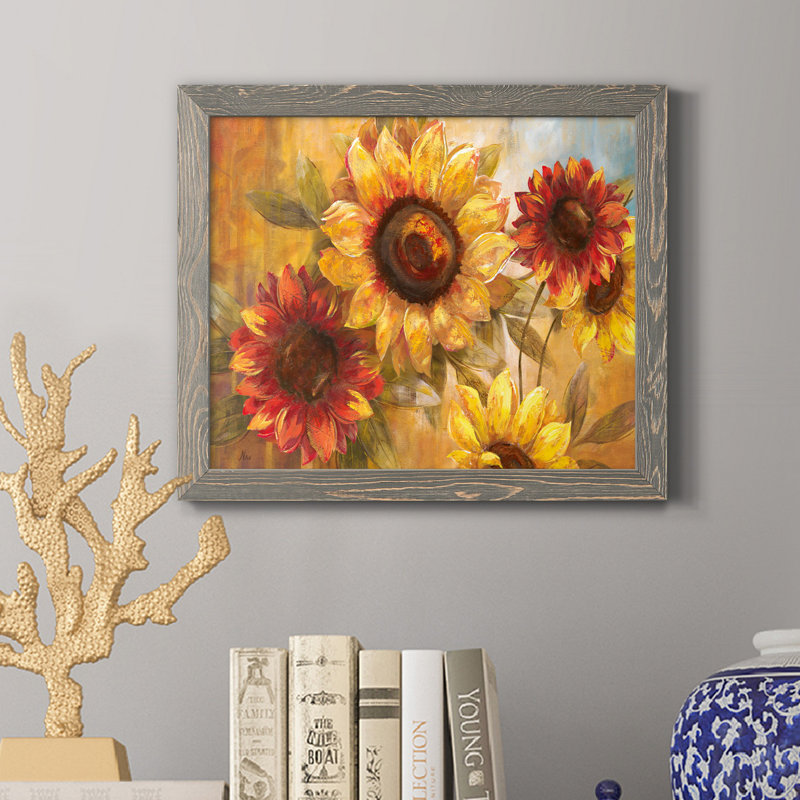 Tournesol Cheer - cadre photo, reproduction d'art, H 20 po x l 17 po x P 1,5 po, gris