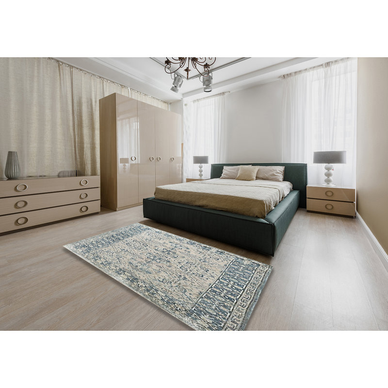 Tapis oriental bleu / beige Flatley, Rectangle 5 pi x 7 pi
