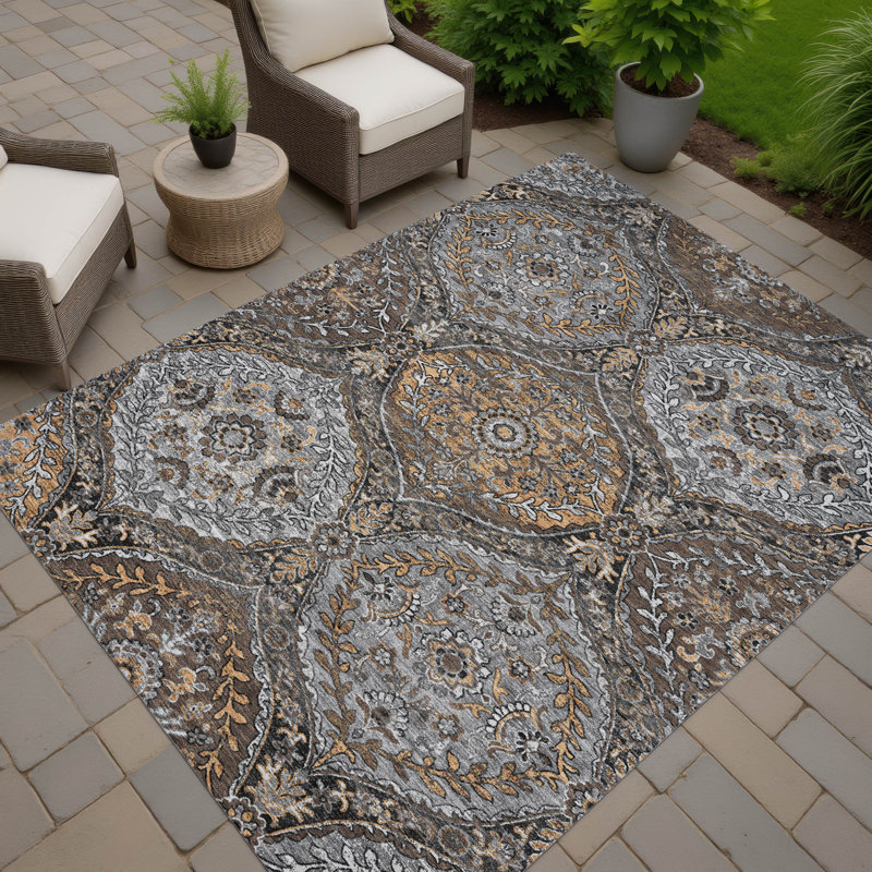 Machine Washable Indoor/Outdoor Chantille ACN2698 Global Rug, Gray, 3' x 5'