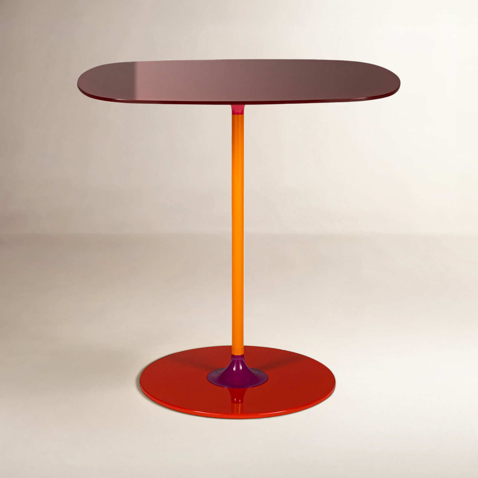 Thierry Glass End Table, 19.66" H x 19.66" W x 13" D, Burgundy