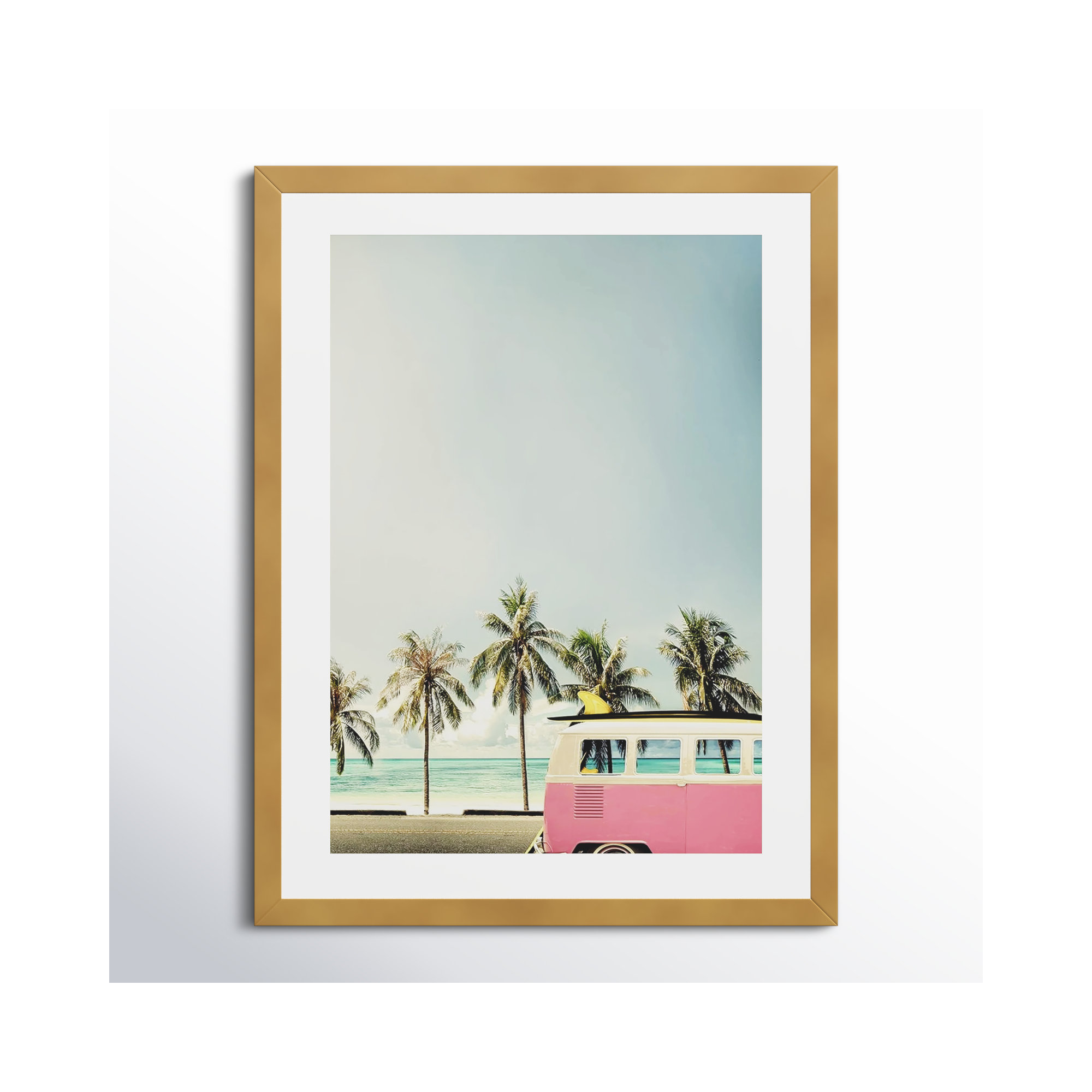 Surf Bus Pink by Design Fabrikken, Gold, 27.5" H x 21" W x 0.75" D
